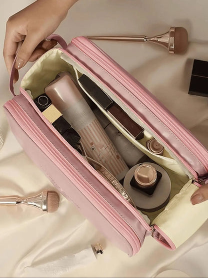 Portable Makeup Bag, Travel Cosmetic Bag, Back to School, Travel Accessories, Zipper Makeup Organizer Pouch, Versatile Storage Bag for Skincare, Lotion, Cream, Lip Balm, Eyeliners, Makeup Brushes, Stationery, Travel Bag, Makeup Tool Organizer