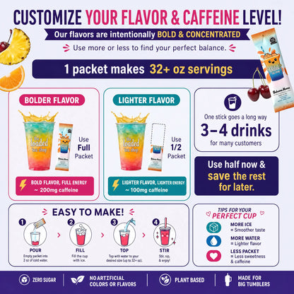 The Loaded Tea Shop - 40 Flavors, 1 Packet Makes 32 Oz, Zero Sugar, Zero Carbs, Zero Calories, Zero Artificial Colors & Flavors, B-Complex, Vitamins D3 & K2, Aloe, 200Mg Natural Caffeine, Build Your Own Bundle, Functional Energy Tea Packs